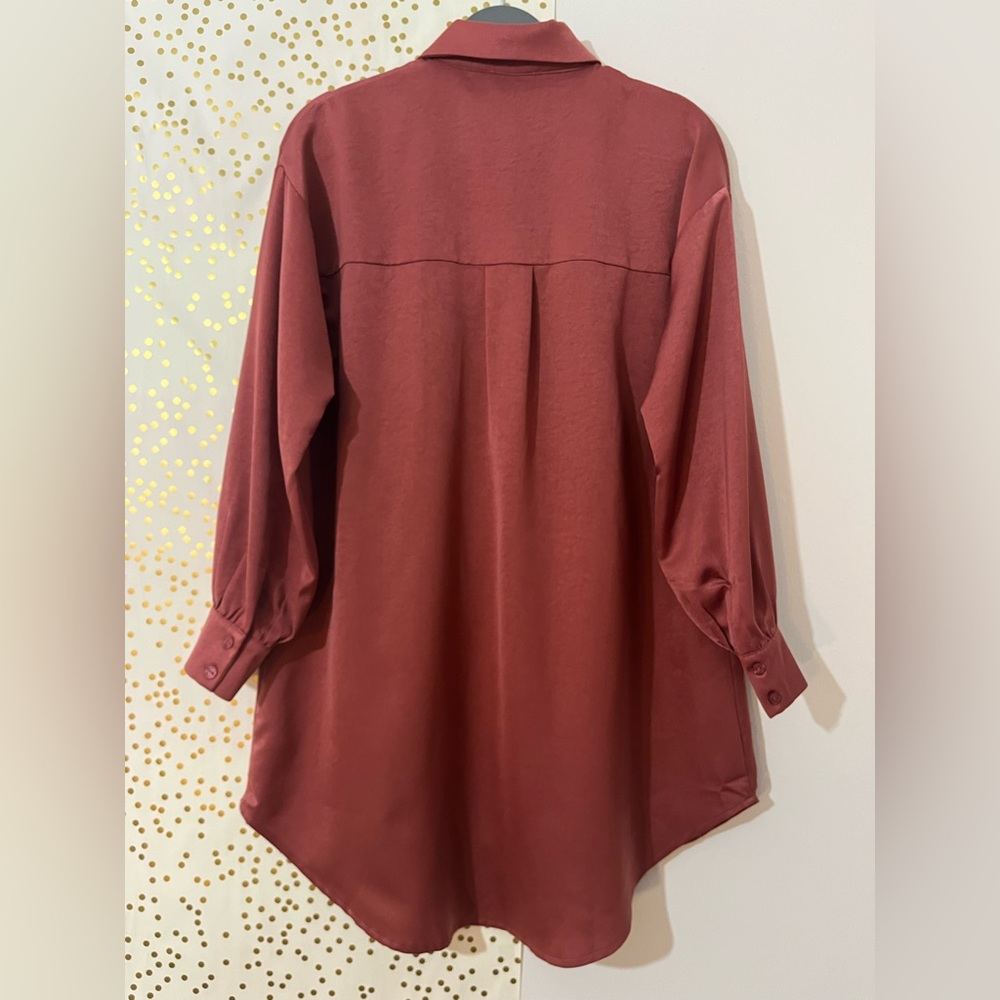 'Sage The Label' Oversized Satin Tunic Top / Rust / Size XS / GUC - Picture 2 of 12